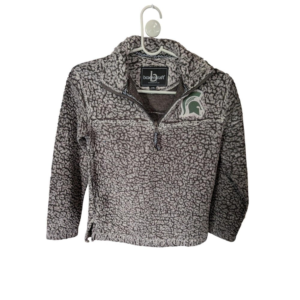 Boxercraft Michigan State Spartans Youth Medium Sherpa Fleece Quarter Zip Grey